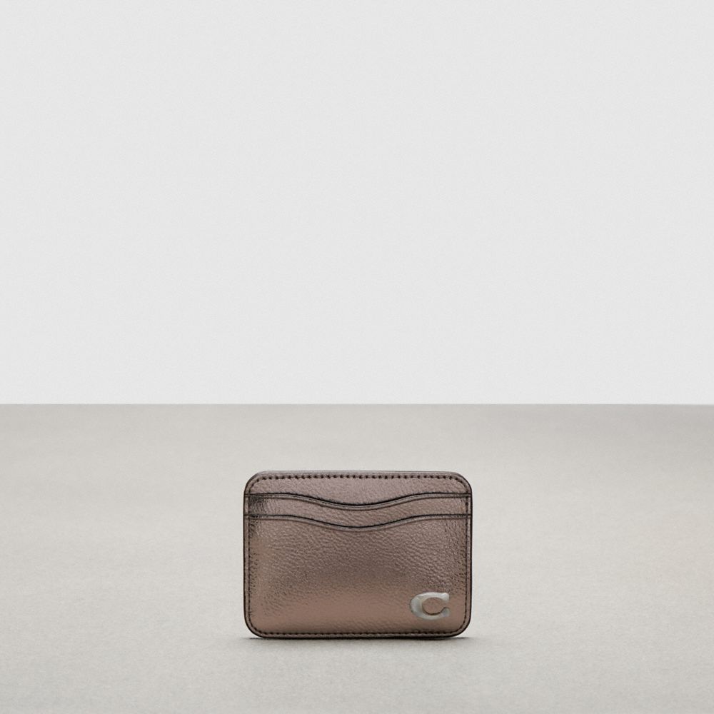 Coach Wavy Card Case In Metallic Coachtopia Leather Gunmetal Metallic | COH865564