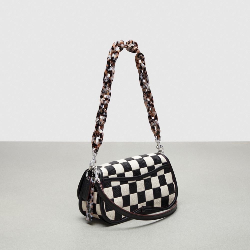 Coach Wavy Dinky Bag In Patchwork Checkerboard Upcrafted Leather Upcrafted Leather™/Black/Chalk | COH865385