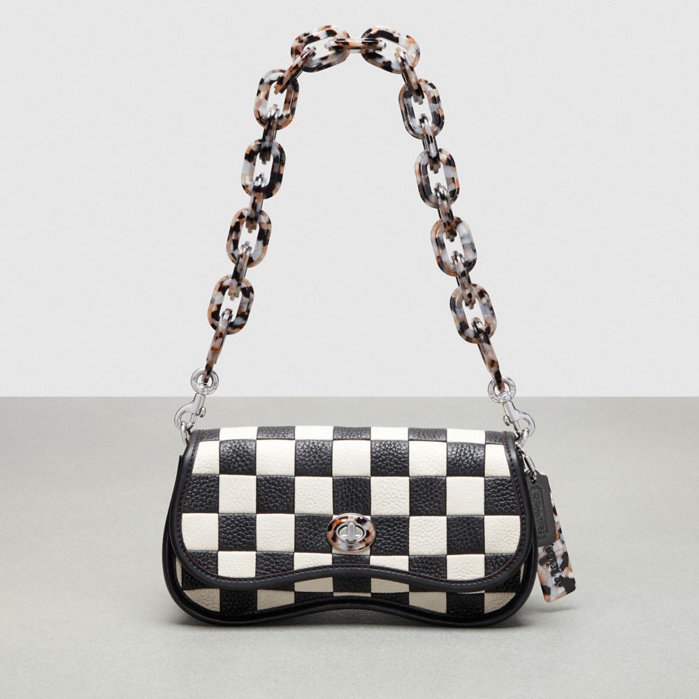 Coach Wavy Dinky Bag In Patchwork Checkerboard Upcrafted Leather Upcrafted Leather™/Black/Chalk | COH865385