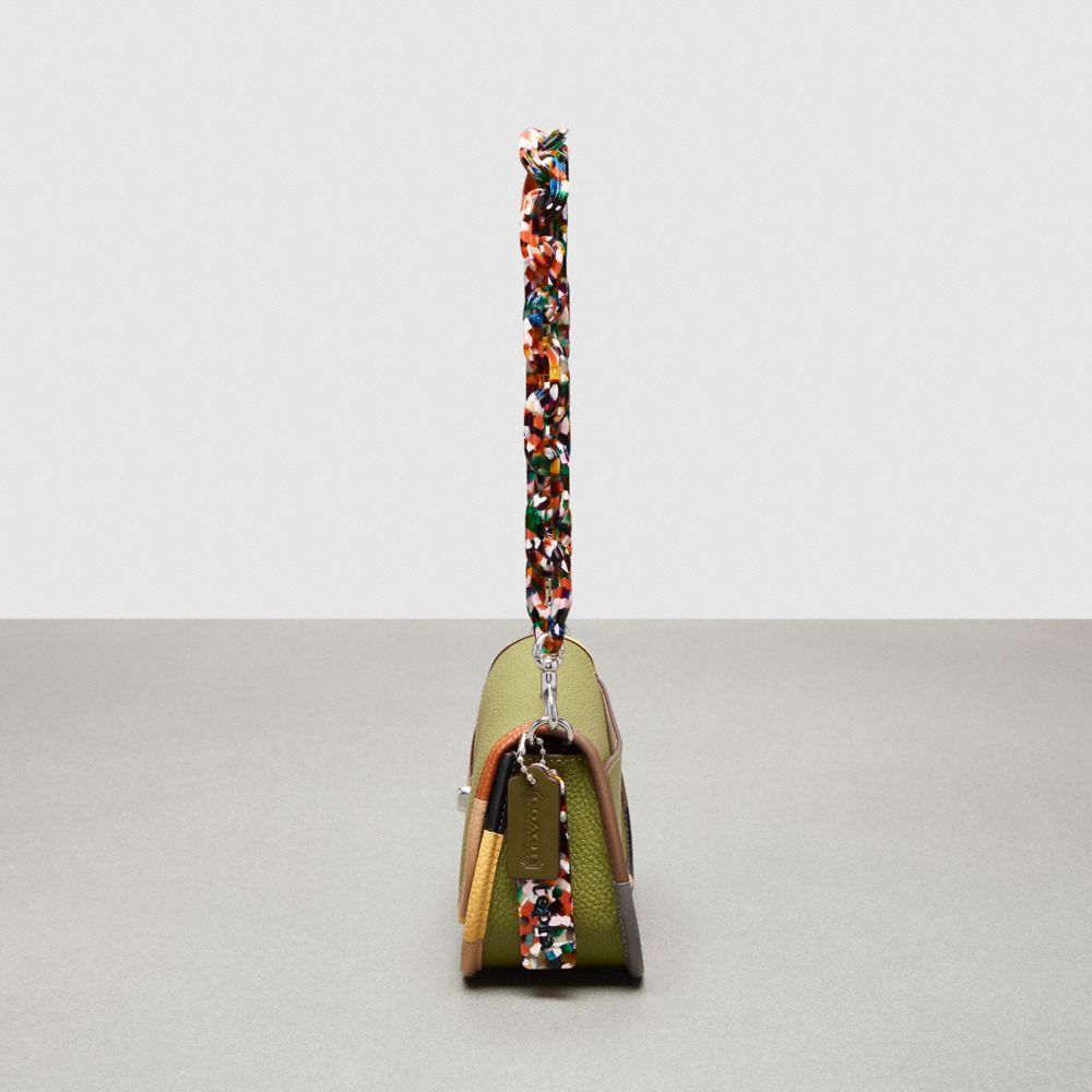 Coach Wavy Dinky Bag With Colorful Binding In Upcrafted Leather Coachtopia Leather/Olive Green Multi | COH865307
