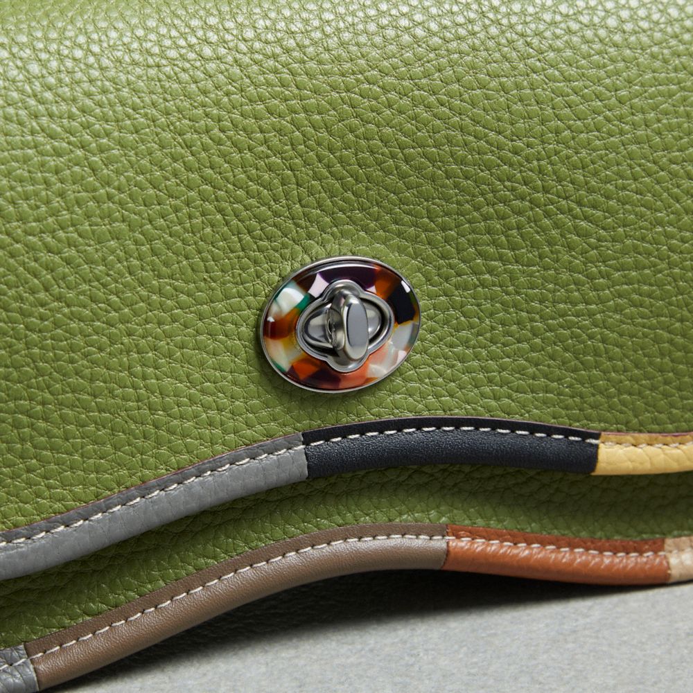 Coach Wavy Dinky Bag With Colorful Binding In Upcrafted Leather Coachtopia Leather/Olive Green Multi | COH865307