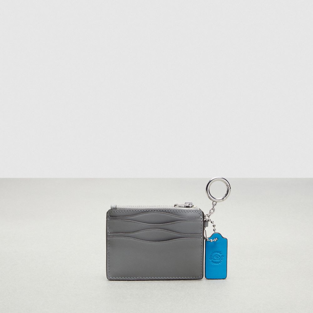 Coach Wavy Zip Card Case With Key Ring In Smooth Coachtopia Leather Washed Steel | COH865542