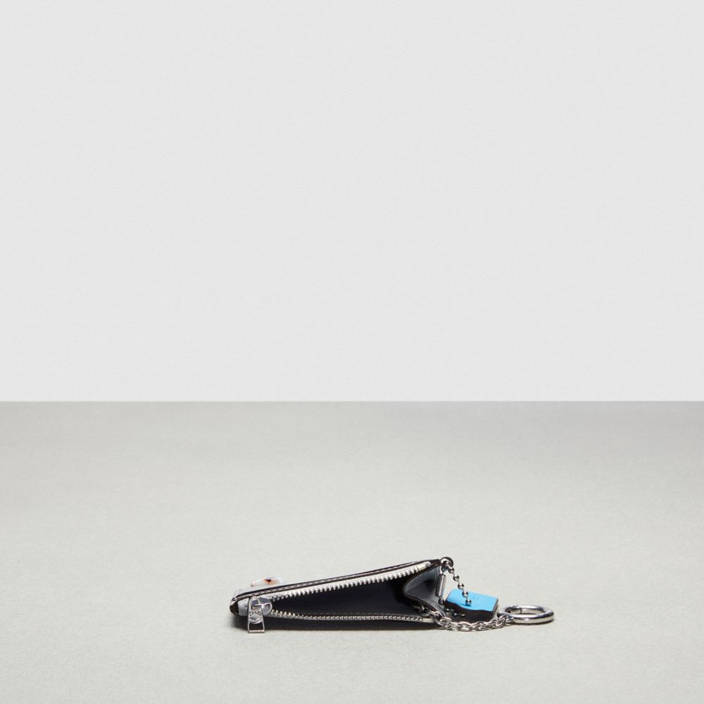 Coach Wavy Zip Card Case With Key Ring In Smooth Coachtopia Leather Washed Steel | COH865542