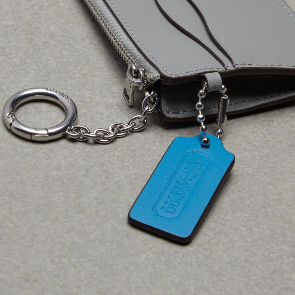 Coach Wavy Zip Card Case With Key Ring In Smooth Coachtopia Leather Washed Steel | COH865542
