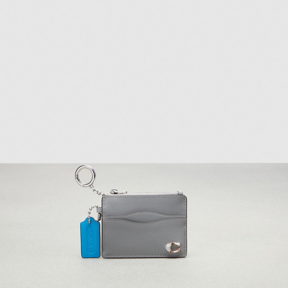 Coach Wavy Zip Card Case With Key Ring In Smooth Coachtopia Leather Washed Steel | COH865542