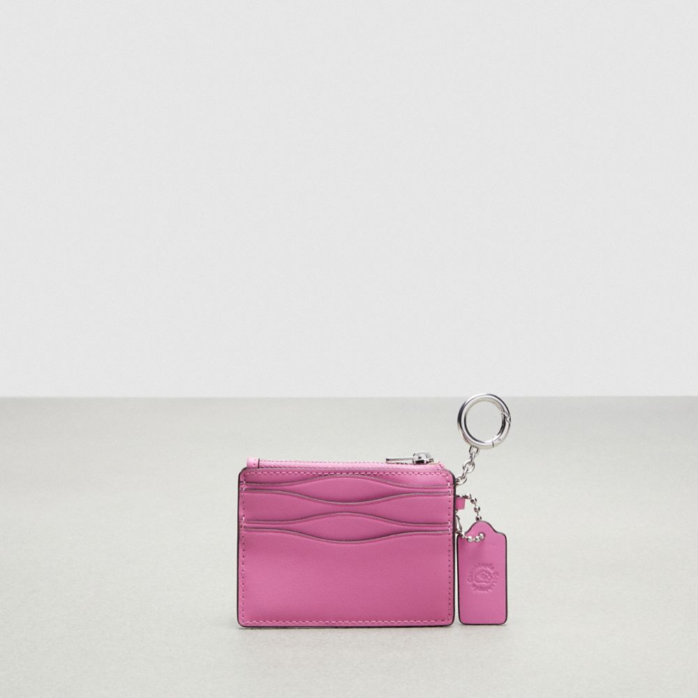 Coach Wavy Zip Card Case With Key Ring In Smooth Coachtopia Leather Bright Magenta | COH865648