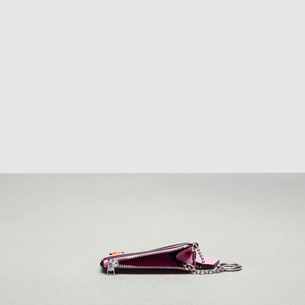 Coach Wavy Zip Card Case With Key Ring In Smooth Coachtopia Leather Bright Magenta | COH865648