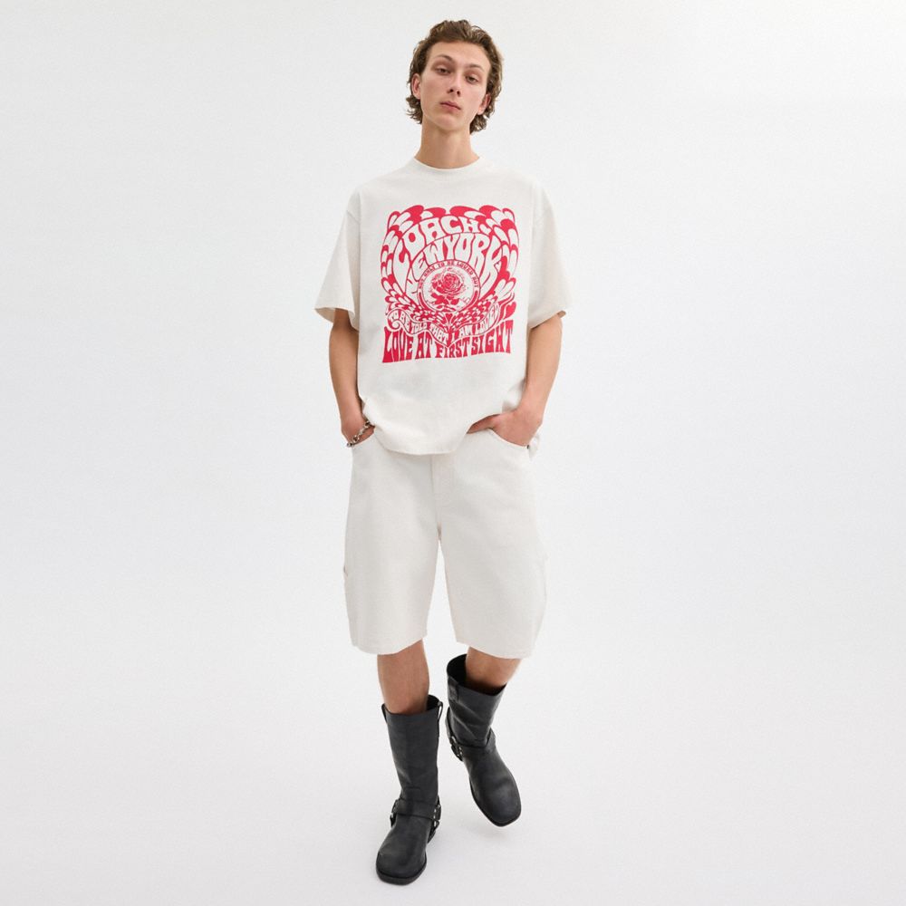 Coach White Denim Shorts In Organic Cotton White | COH866956