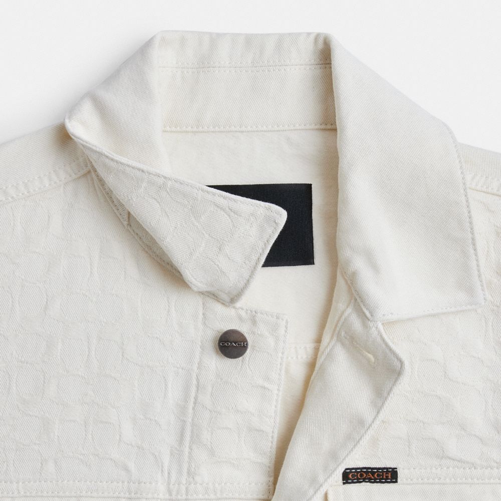 Coach White Denim Trucker In Organic Cotton White | COH866880
