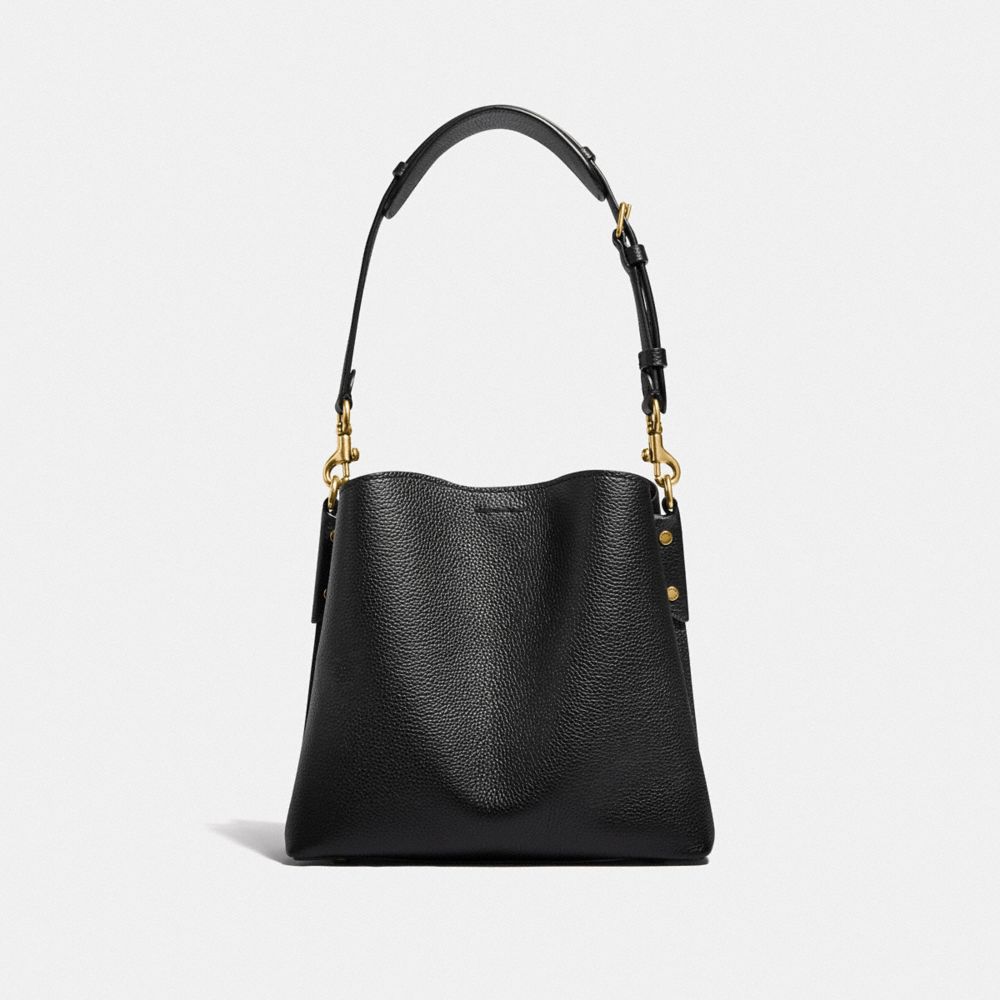 Coach Willow Bucket Bag Refined Pebble Leather/Brass/Black | COH864928
