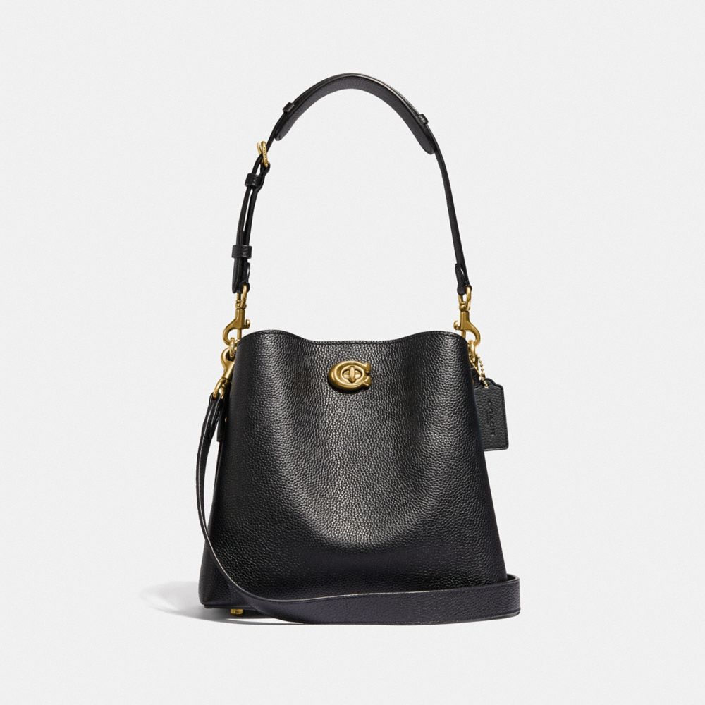 Coach Willow Bucket Bag Refined Pebble Leather/Brass/Black | COH864928