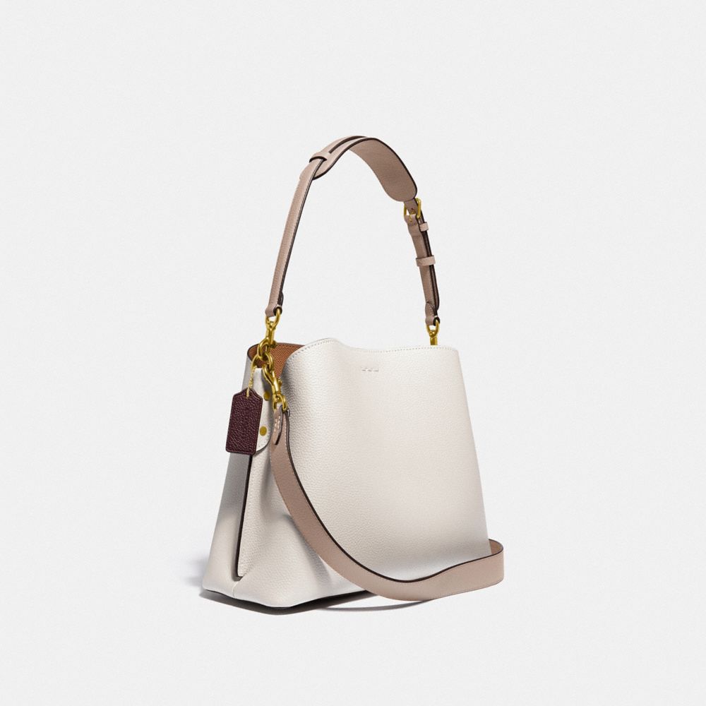 Coach Willow Shoulder Bag In Colorblock Refined Pebble Leather/Brass/Chalk Multi | COH864939