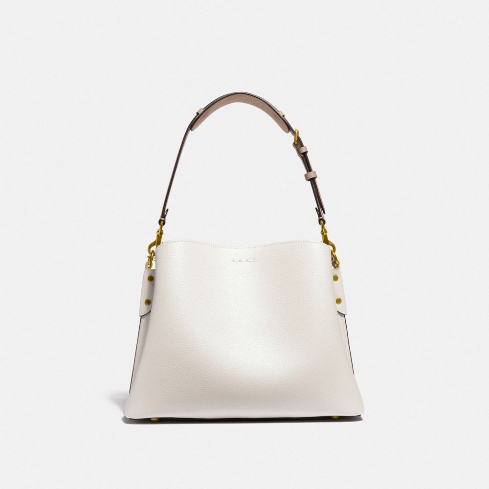 Coach Willow Shoulder Bag In Colorblock Refined Pebble Leather/Brass/Chalk Multi | COH864939