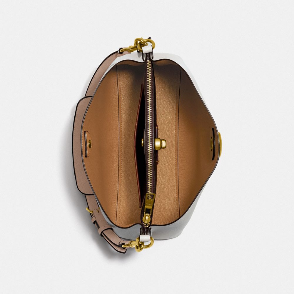 Coach Willow Shoulder Bag In Colorblock Refined Pebble Leather/Brass/Chalk Multi | COH864939