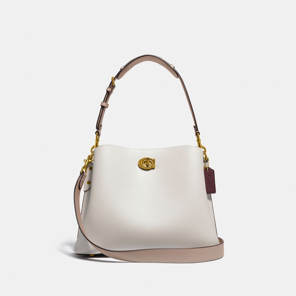 Coach Willow Shoulder Bag In Colorblock Refined Pebble Leather/Brass/Chalk Multi | COH864939