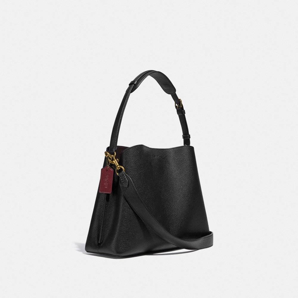 Coach Willow Shoulder Bag Refined Pebble Leather/Brass/Black | COH864950