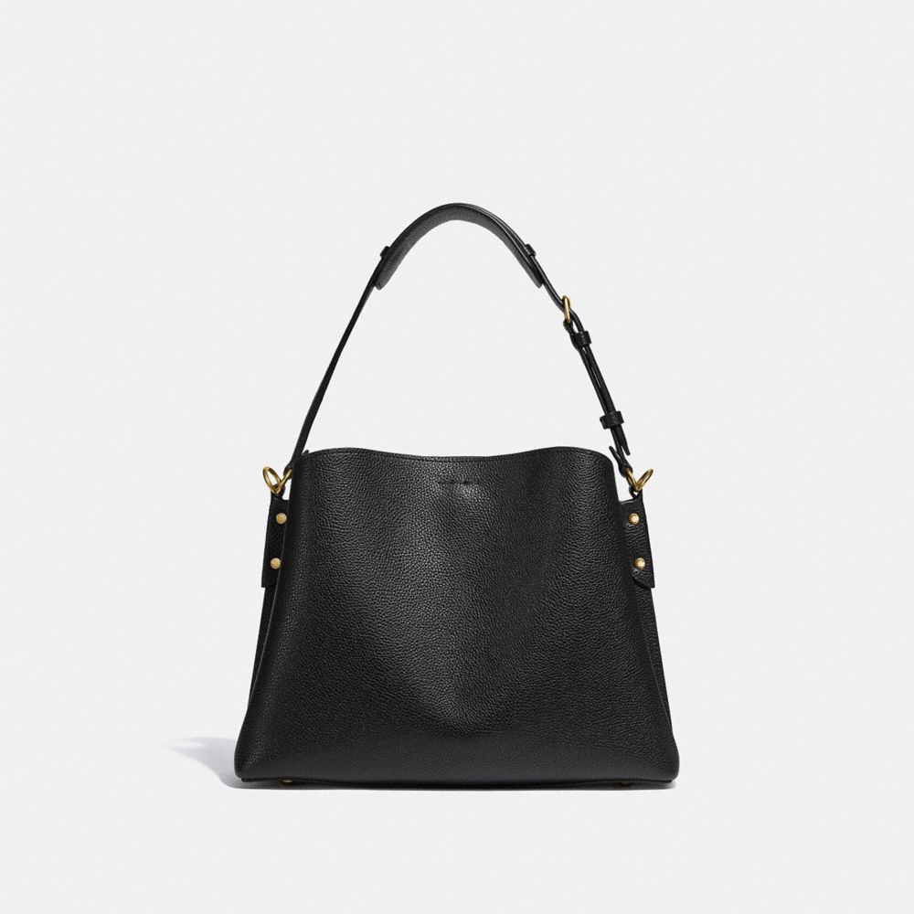 Coach Willow Shoulder Bag Refined Pebble Leather/Brass/Black | COH864950