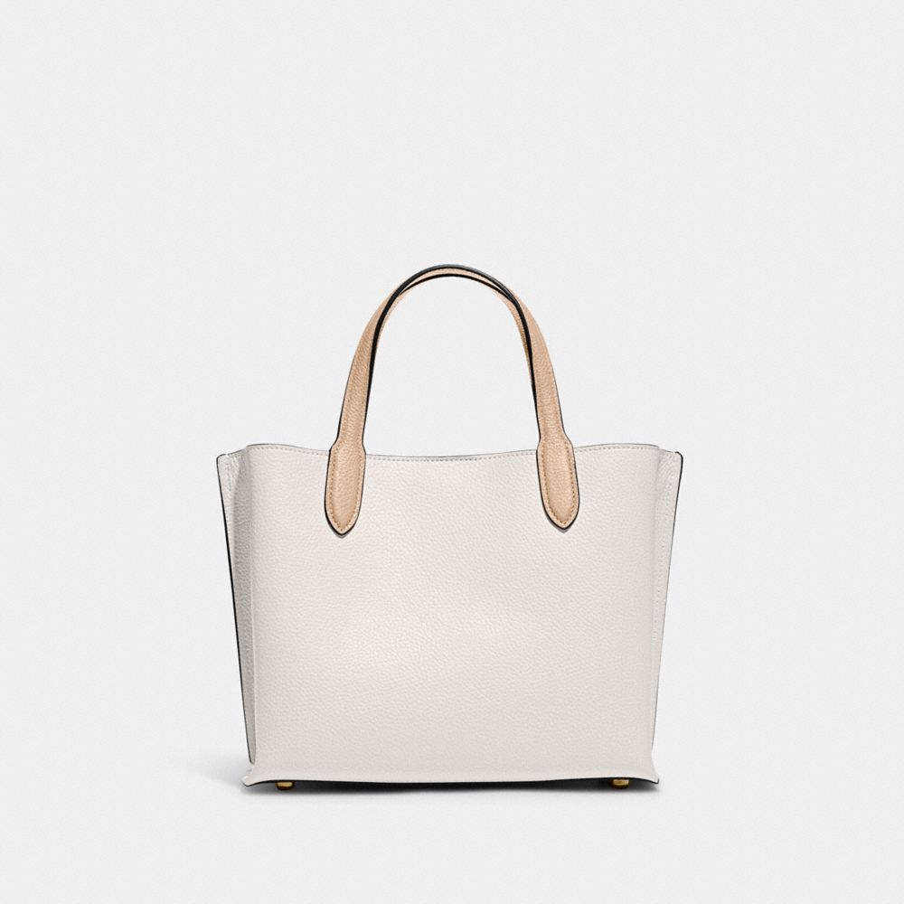 Coach Willow Tote Bag 24 In Colorblock Refined Pebble Leather/Brass/Chalk Multi | COH865063