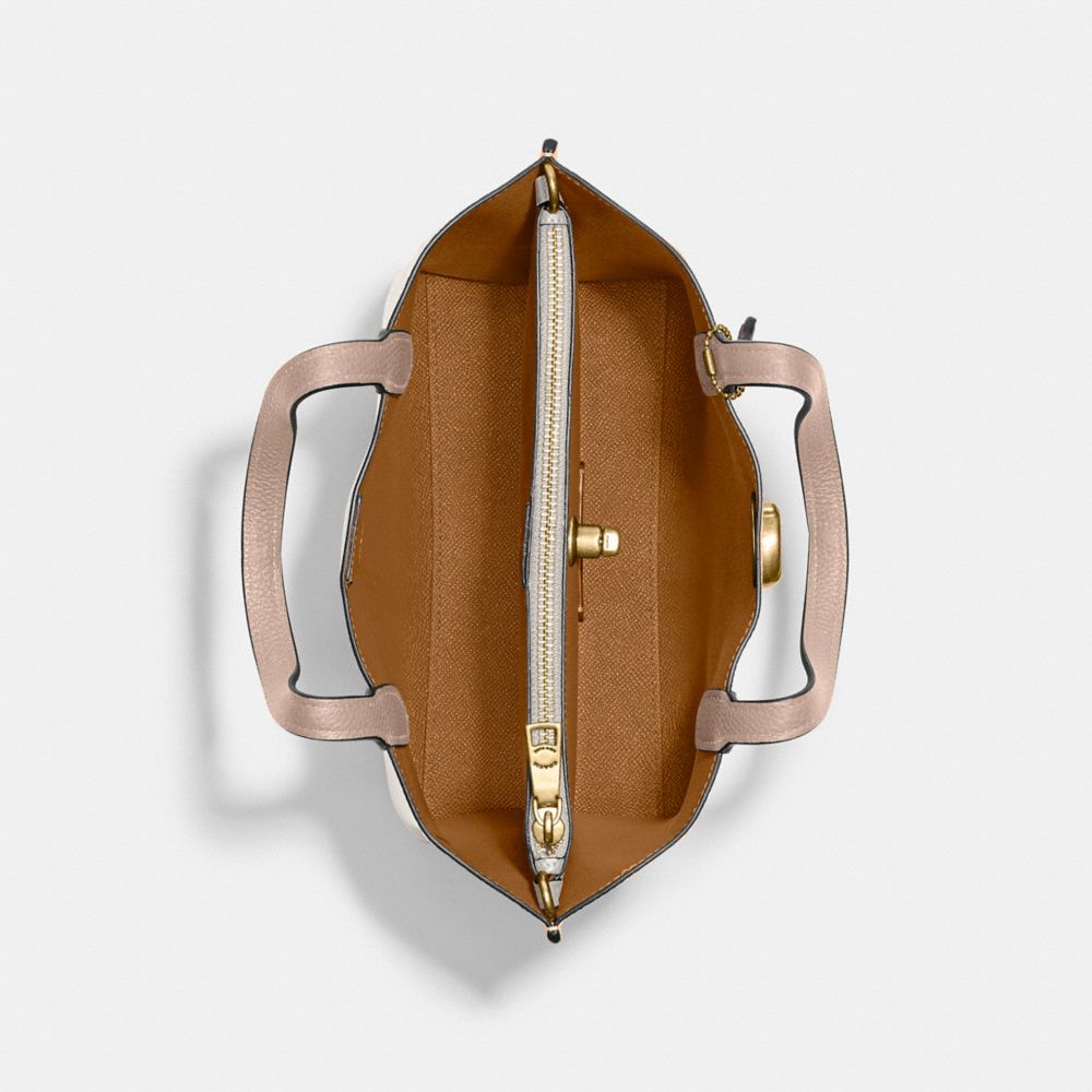 Coach Willow Tote Bag 24 In Colorblock Refined Pebble Leather/Brass/Chalk Multi | COH865063