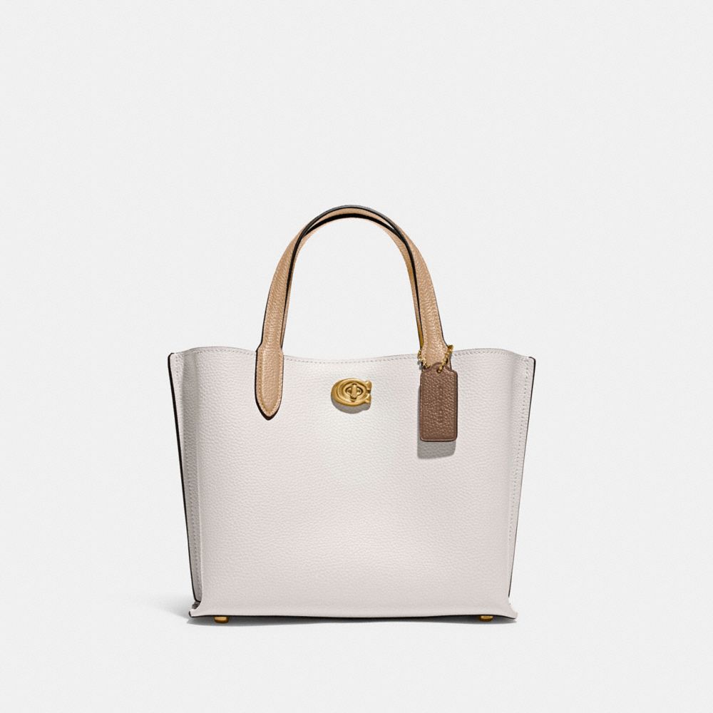 Coach Willow Tote Bag 24 In Colorblock Refined Pebble Leather/Brass/Chalk Multi | COH865063