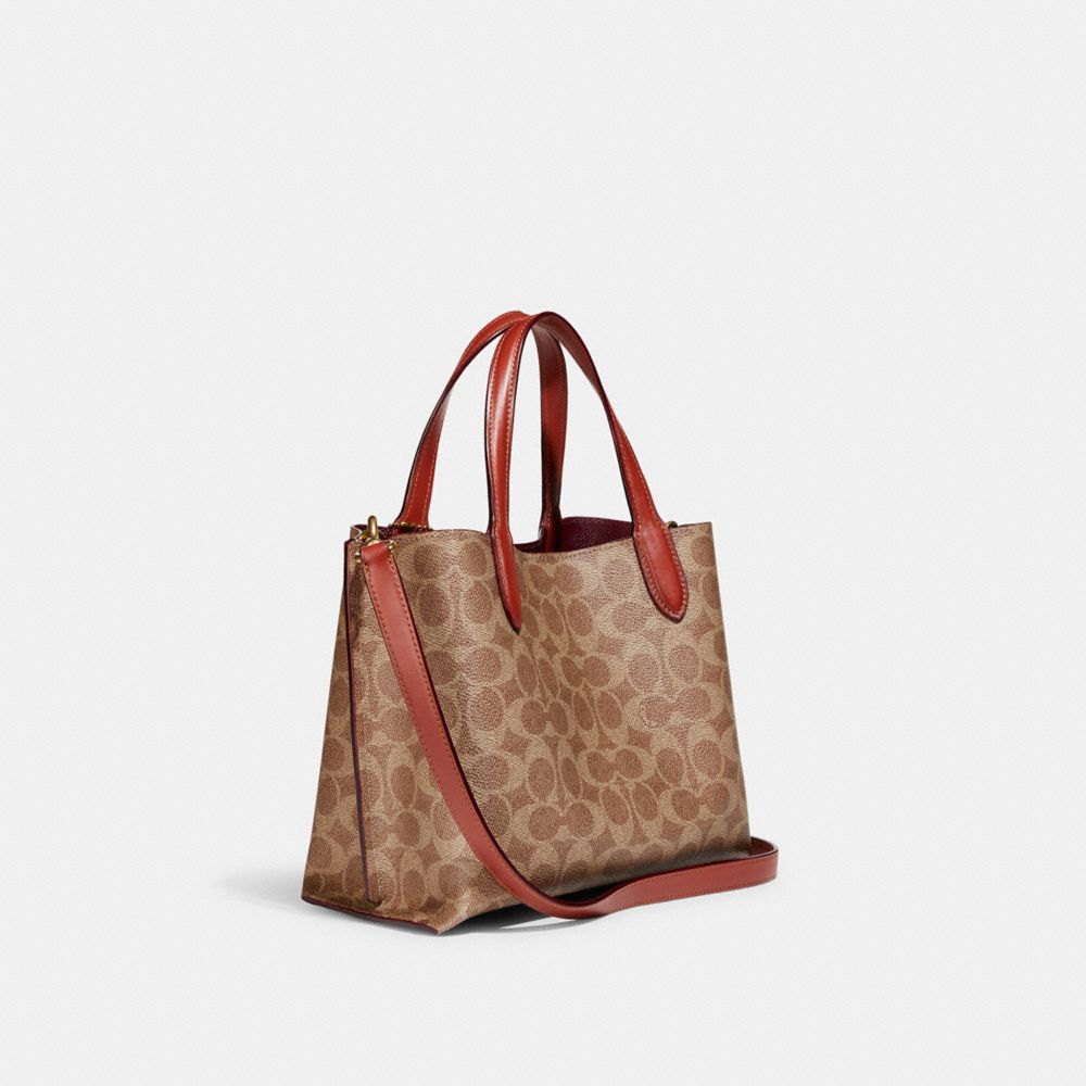 Coach Willow Tote Bag 24 In Signature Canvas Signature Coated Canvas/Brass/Tan/Rust | COH865059