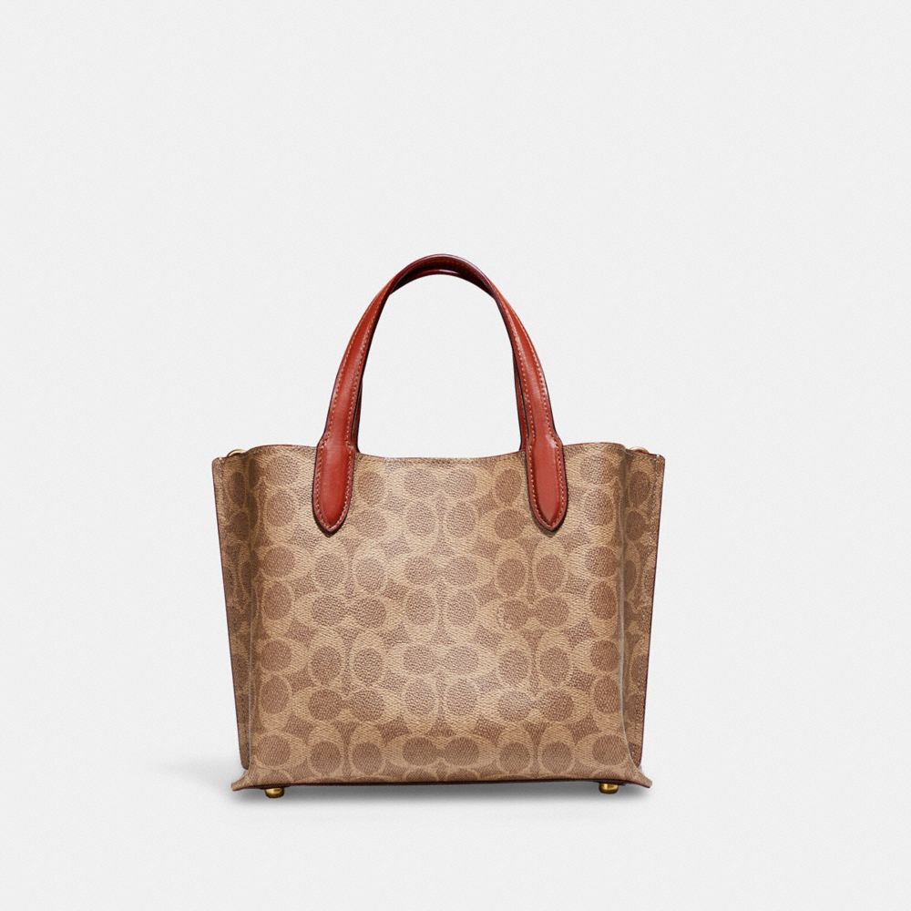 Coach Willow Tote Bag 24 In Signature Canvas Signature Coated Canvas/Brass/Tan/Rust | COH865059