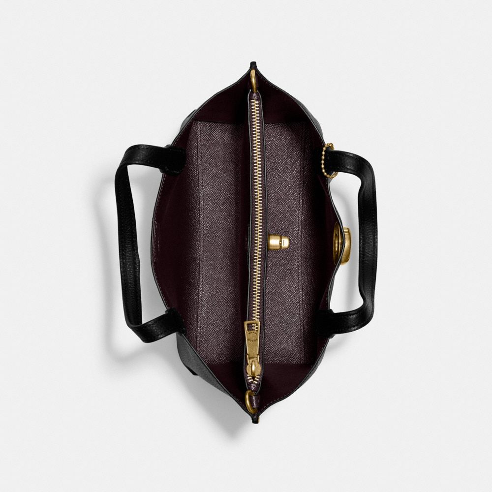 Coach Willow Tote Bag 24 Refined Pebble Leather/Brass/Black | COH865327