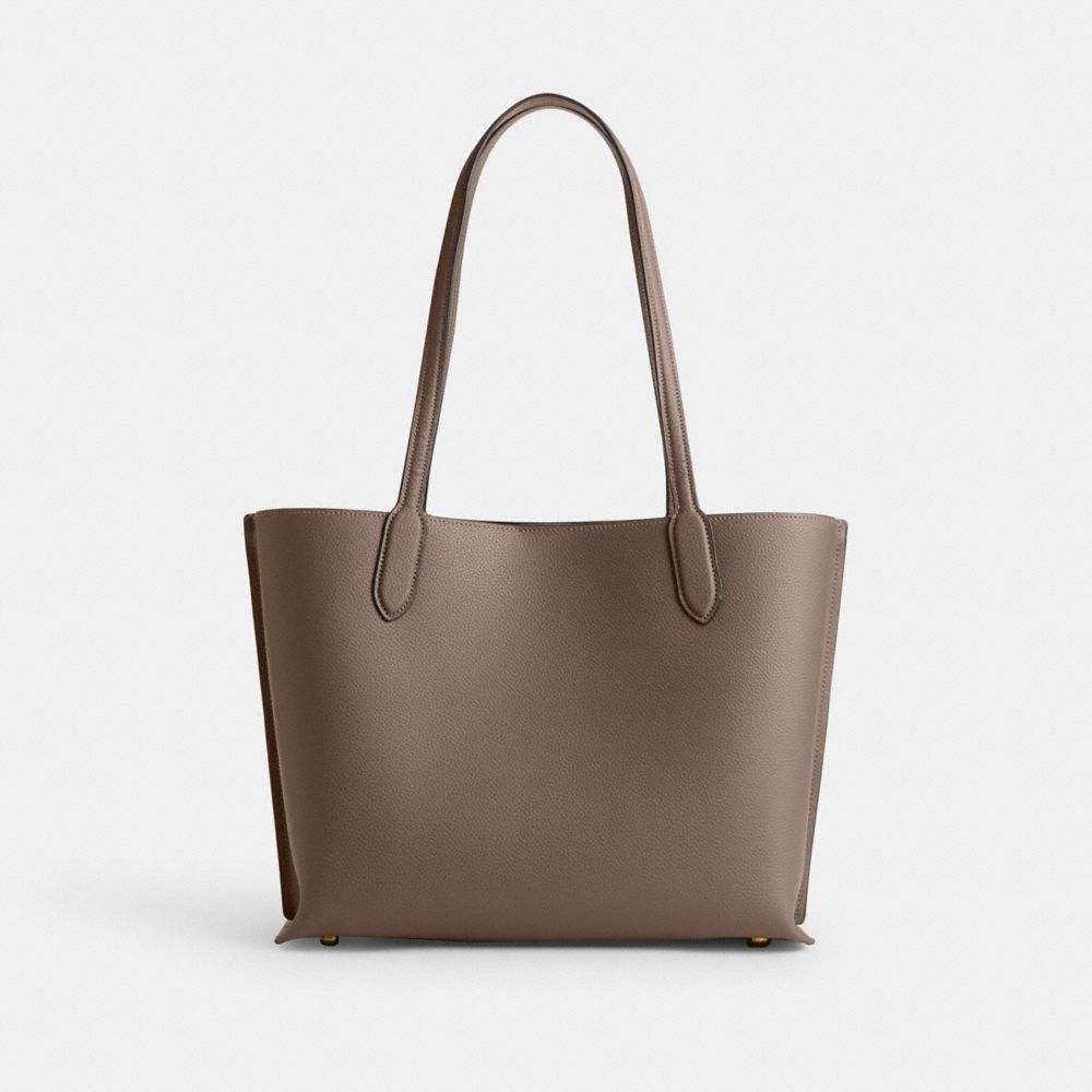 Coach Willow Tote Bag Refined Pebble Leather/Brass/Dark Stone | COH865015