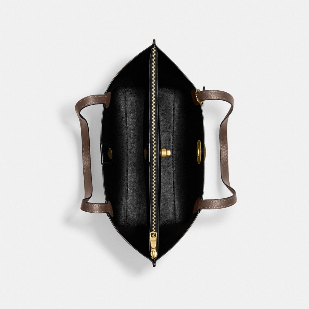 Coach Willow Tote Bag Refined Pebble Leather/Brass/Dark Stone | COH865015