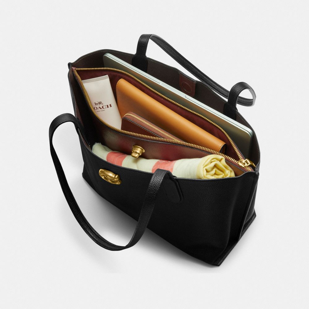 Coach Willow Tote Bag Refined Pebble Leather/Brass/Dark Stone | COH865015