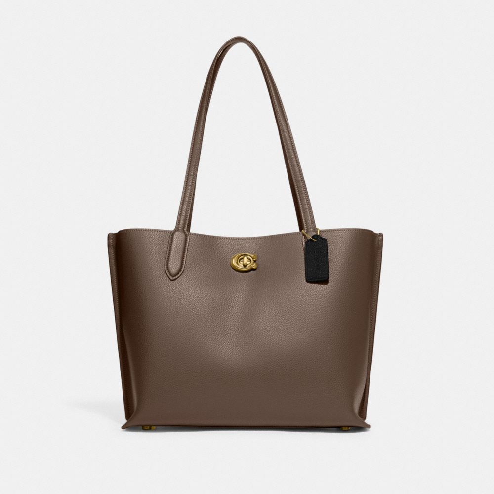 Coach Willow Tote Bag Refined Pebble Leather/Brass/Dark Stone | COH865015