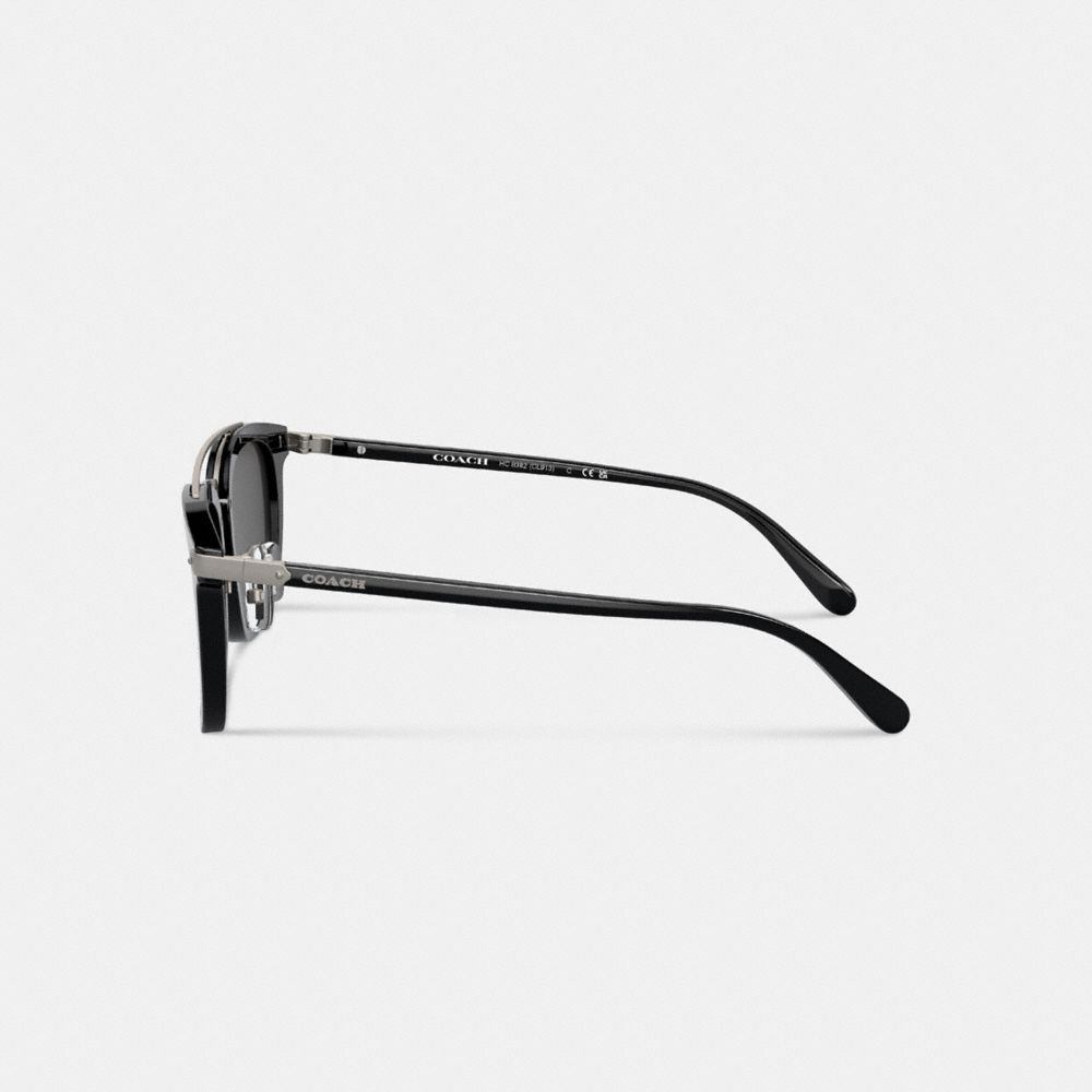 Coach Wrap Around Hangtag Browbar Sunglasses Black | COH867058