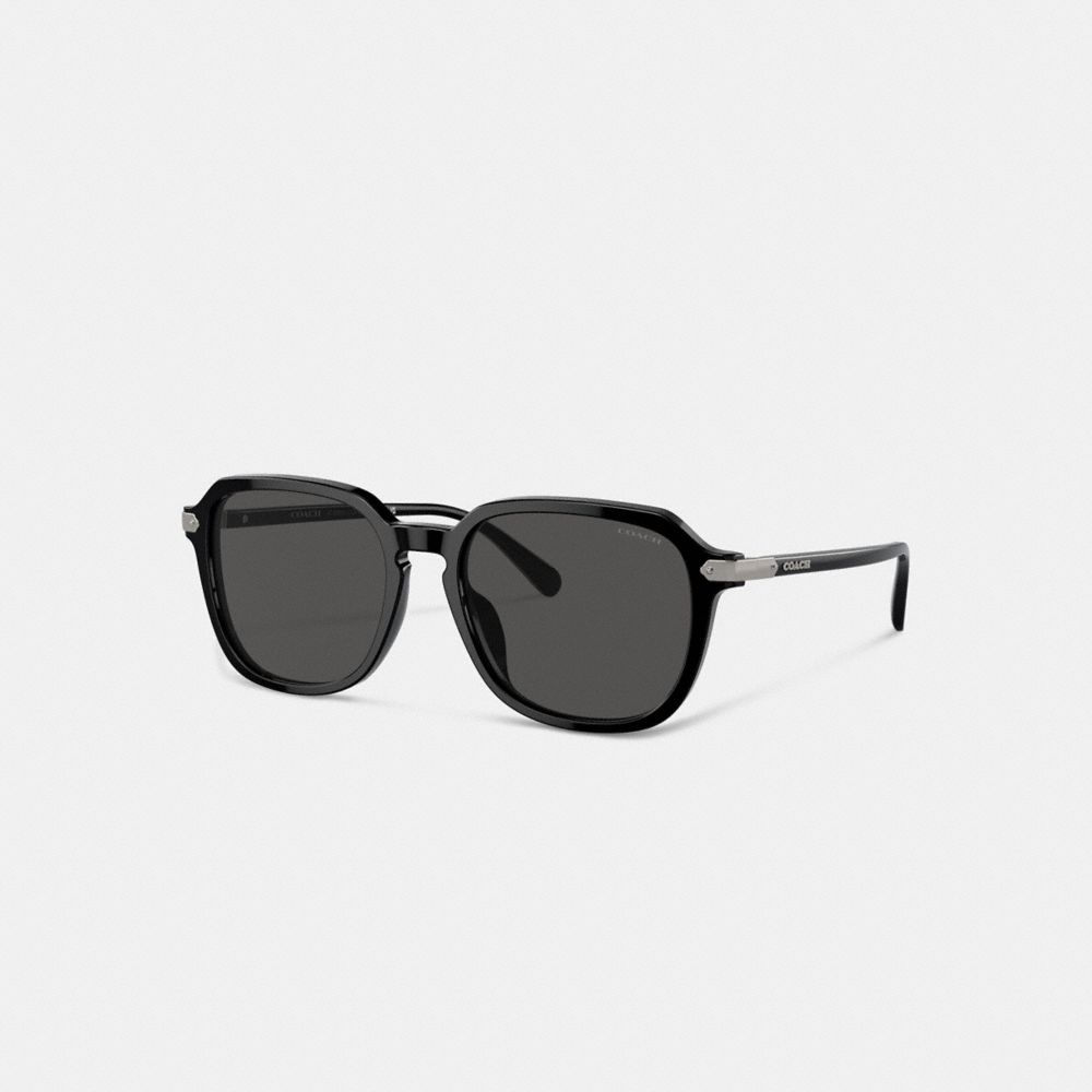 Coach Wrap Around Hangtag Keyhole Sunglasses Black | COH867068