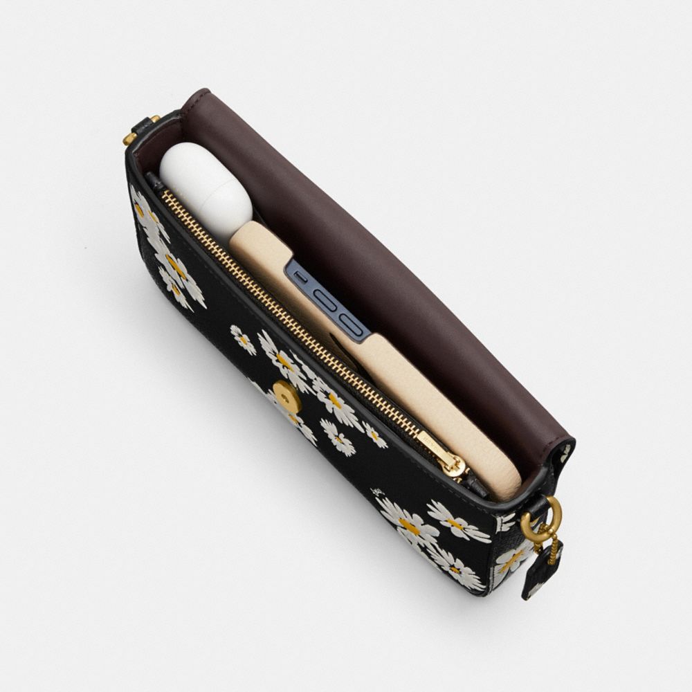 Coach Wyn Crossbody Bag With Floral Print Polished Pebble Leather/Brass/Black Multi | COH865429