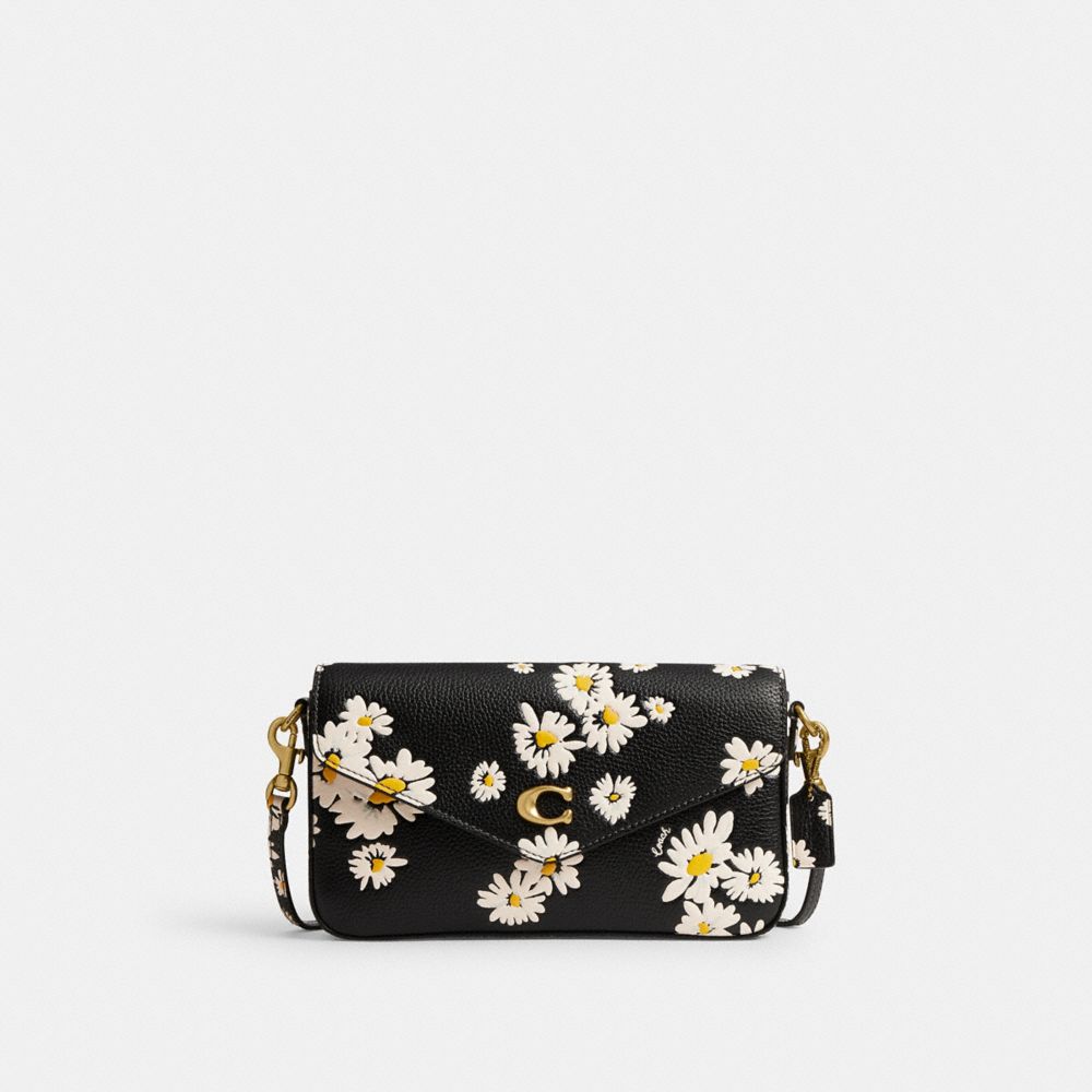Coach Wyn Crossbody Bag With Floral Print Polished Pebble Leather/Brass/Black Multi | COH865429