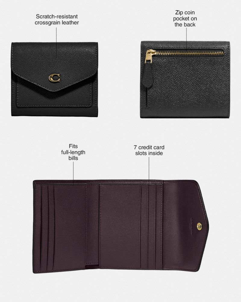 Coach Wyn Small Wallet In Colorblock Crossgrain Leather/Brass/Chalk Taupe Multi | COH865607