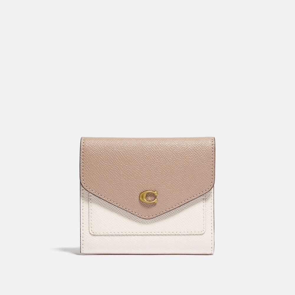 Coach Wyn Small Wallet In Colorblock Crossgrain Leather/Brass/Chalk Taupe Multi | COH865607