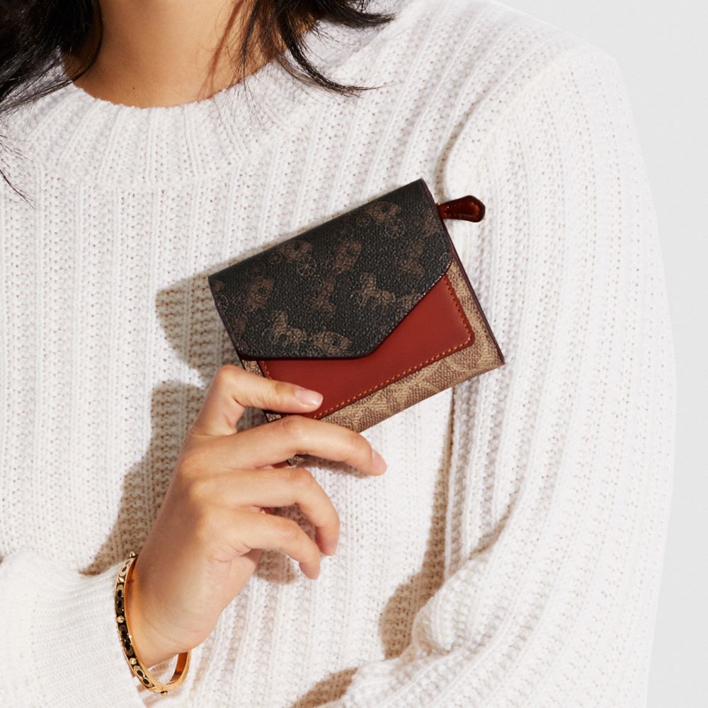 Coach Wyn Small Wallet With Horse And Carriage Print Coated Canvas/Brass/Tan Brown Rust | COH865605