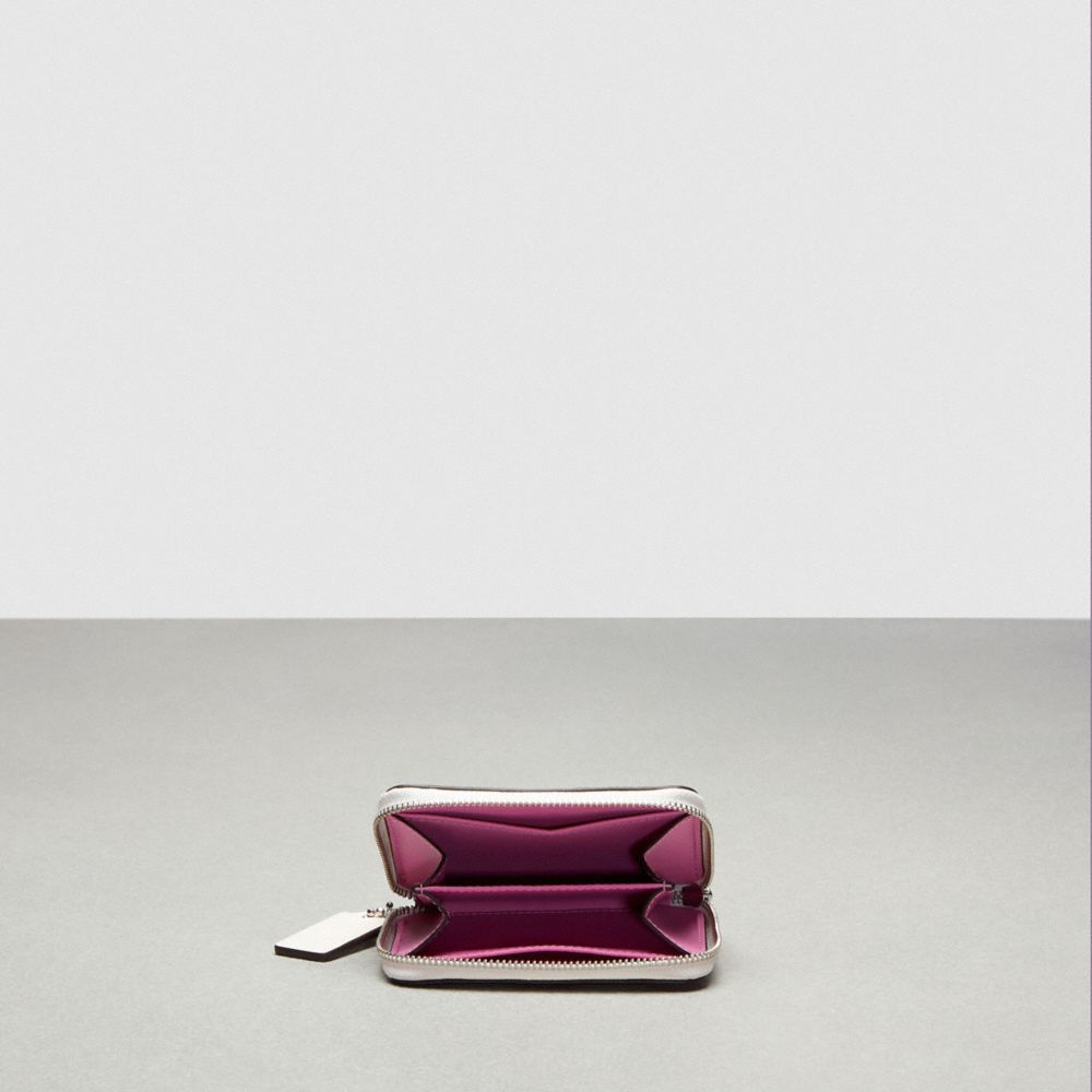 Coach Zip Around Wallet In Checkerboard Upcrafted Leather Pink/Chalk | COH865601
