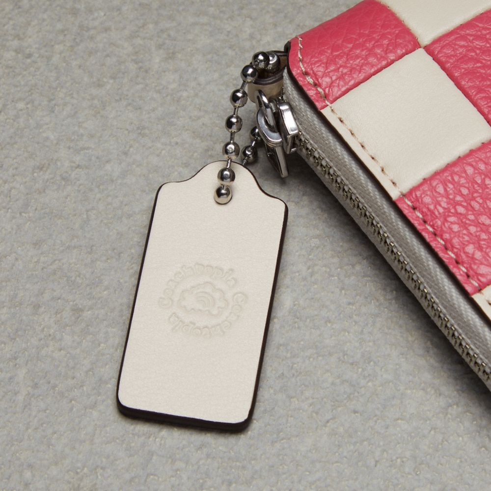Coach Zip Around Wallet In Checkerboard Upcrafted Leather Pink/Chalk | COH865601