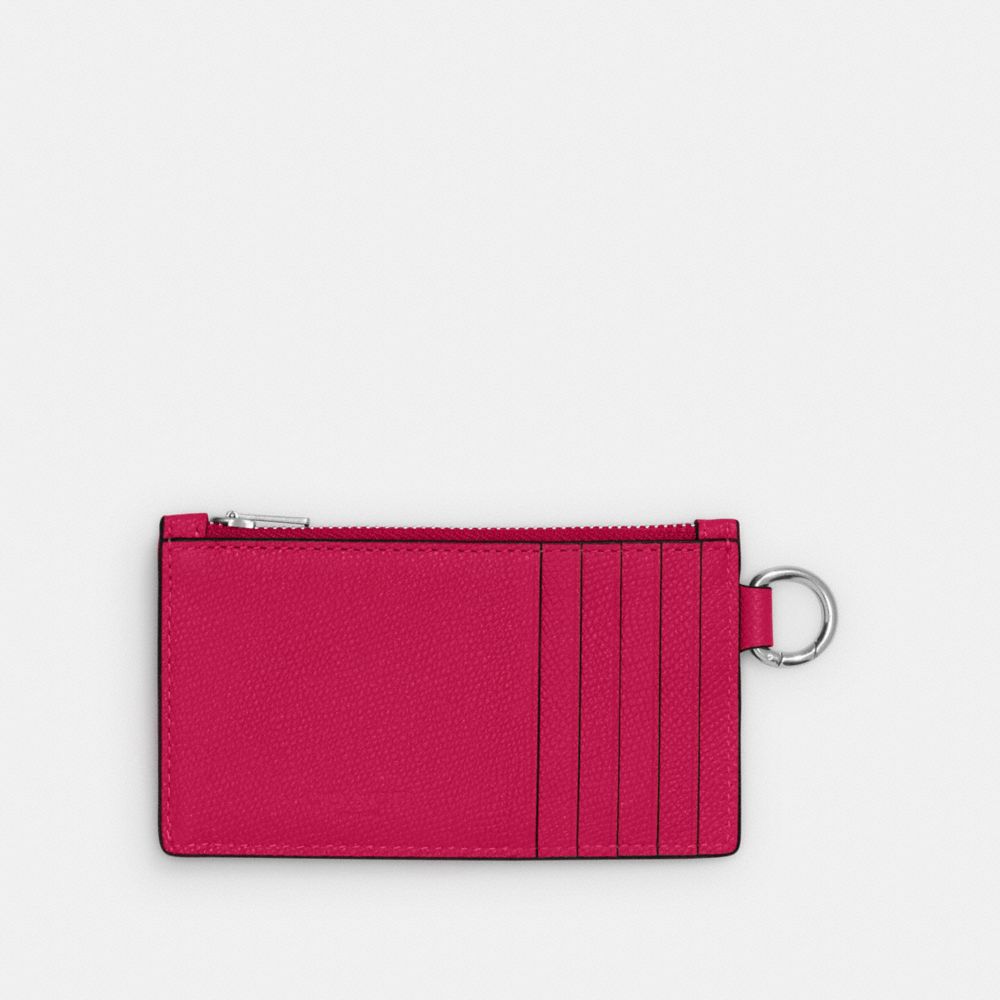Coach Zip Card Case Crossgrain Leather/Dragon Fruit | COH865665