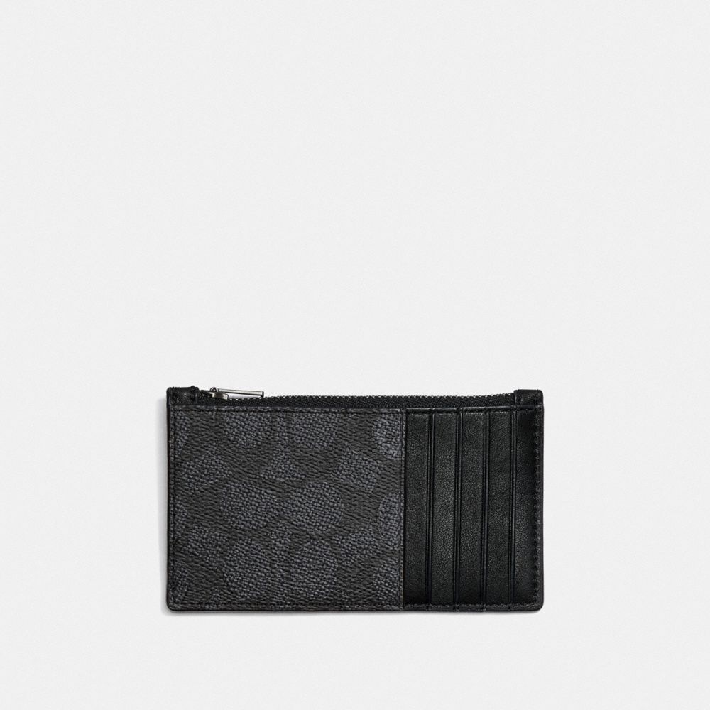Coach Zip Card Case In Signature Canvas Signature Coated Canvas/Charcoal | COH865691